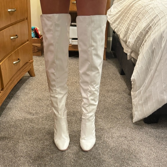 Lulus White Crocodile Over the Knee Boots - Picture 7 of 7